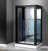 Svartmalte Aluminium Ramme Dusjrom Med Plast Sete