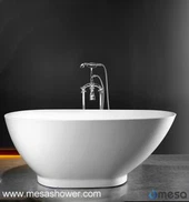 New White Stand Alone Solid Surface Stone Resin Badekar, Glanset