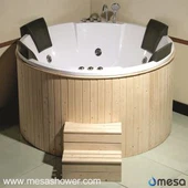 Utvendig dørrunde Akrylfristående badekar med tre omgitt