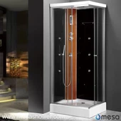 Liten Enkel Dusjkabinett med Trelast Funksjonspanel MER-1354-G