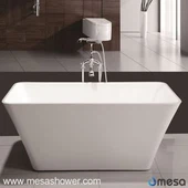 Frittstående akrylbatteri 59 "Hvit m / rektangeloverflow