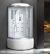 Hvit akryl og temperert glass dusjkabinett med badekar