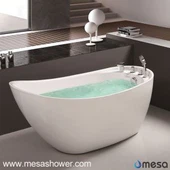 Dyp frittstående akryl uregelmessig oval badekar med vinkel